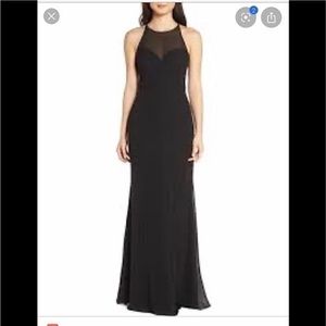 Hayley Paige Occasions Halter Style Chiffon Black Gown Plus Size 16